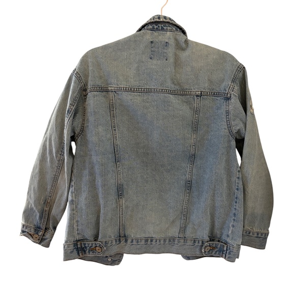 Bershka Oversized Light Wash Distressed Denim Jacket XXS - Picture 8 of 12